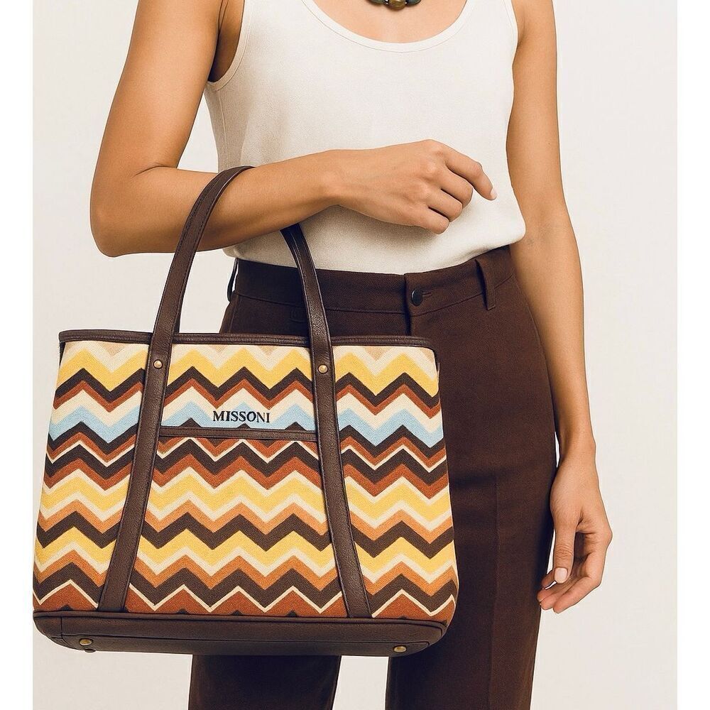 Missoni for Target 20th Anniversary Brown Chevron Large Shopping Tote Shoulder B
